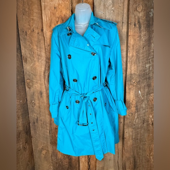 Burberry "Authentic" Peacock Blue Trench Coat - Size IT46/US 12 - Picture 1 of 16